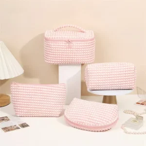 Elegant Cosmetic Bag Fashion Luxury Beauty Embroidery Zipper Travel Organizer Makeup Pouch Soft Velvet Toiletry Bag