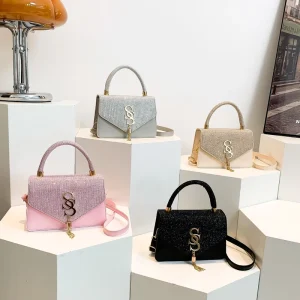Elegant Women Small Square Messenger Bag Ladies New Style Tassel Decoration PU Leather Lining Handbags