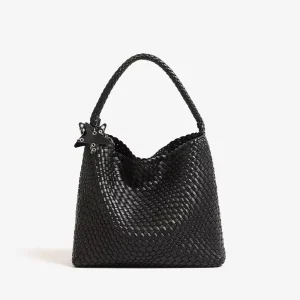 Elegant Women’s Open Closure Tote Bag with Woven PU Leather Design Large Capacity Bucket Underarm Bag Fashion Versatile Handbag