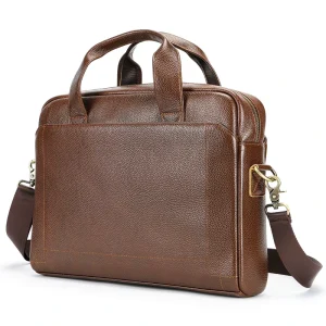 Emboss logo Genuine Leather Messenger Briefcase Bag for Men Purse Crossbody Satchel Shoulder Laptop Bags for Work Business Bag