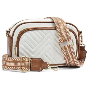 Embroidery Lattice Patchwork Vintage Popular Shoulder Bag Zipper Shoulder Crossbody Satchel Bags Purse Square Bag for Women