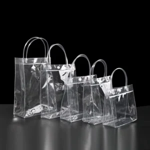 Environmentally Printed Transparent Clear Recycled Reusable Tote PVC Handle Shopping Bag for Daily Life