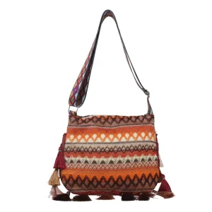 Ethnic Style Large Capacity Tassel Personalized Single Strap Polyester Small Square Crossbody Shoulder Bag New Bohemian