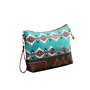 European American Retro Cross-border Printed Twill Waterproof Polyester Zipper Crossbody Women’s Bag Bohemian Aztec Denim