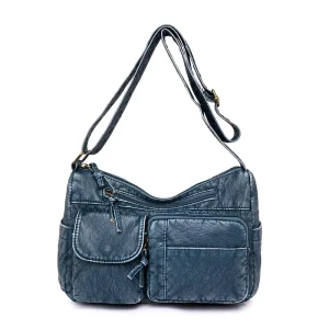 European American Retro PU Women’s Bag Foreign Trade New Washed Textiles Cross Border Trend Messenger Shoulder Bag