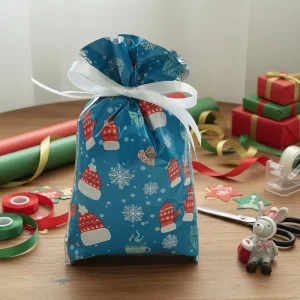 Factory CPP Plastic Material Disposable DIY Drawstring Christmas Gift Bag