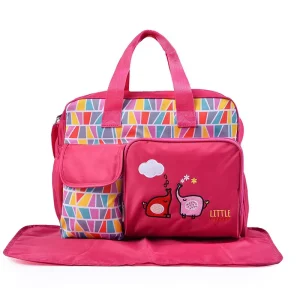 Factory Cartoon Baby Bag Large Capacity Laptop Backpacks Mummy Nursing Diapers Nappies 5 Piece Set Baby Diaper Bags