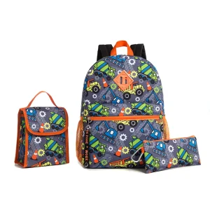 Factory Custom 3PCS Fashion Unisex School Backpack Lunch Box Set Oxford Material Animal Prints Water Resistant Anti Theft