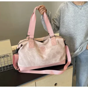 Factory Custom Logo Unisex Genuine Leather Waterproof Zipper Duffel Bag 43L Capacity Vintage Style Travel Gym Sport Bag