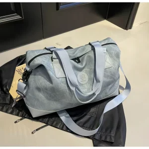 Factory Custom Logo Unisex Luxury PU Leather Waterproof Zipper Duffel Bag 43L Capacity Vintage Style Travel Gym Sport Bag