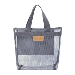 Factory Custom Mesh Wash Bag with Embossed Logo Travel Makeup Organizer for Cloth Storage Tote Bag Beach Bag