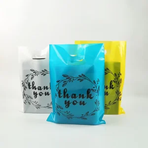 Factory Custom OEM Eco-Friendly Recyclable Plastic Thank You Die Cut Shopping Bags with Handle for Clothing