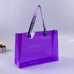 Factory Custom PVC Tote Bag for Cosmetic Packaging Shoulder Carry Recyclable Model 062 Logo Laser Engraving