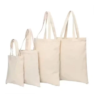 Factory Custom Print Logo Reusable Shopping Bags, Plain White Blank Cotton Canvas Tote Bag