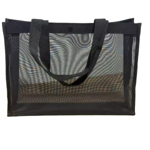 Factory Custom made Printed Recyclable PP Woven Fabric Hand held Beach Bag With Valve Cosmetic Net Bag With Handle