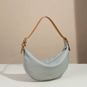 Factory Direct Best Selling Sales Korean Style High End Crescent PU Zipper Closure Soft Womens Shoulder Bag