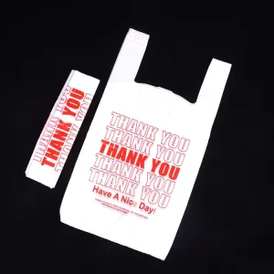 Factory Direct Custom PE Plastic Bags with Flexo Printing Recyclable Transparent Heat sealed Handles for Supermarket Shopping