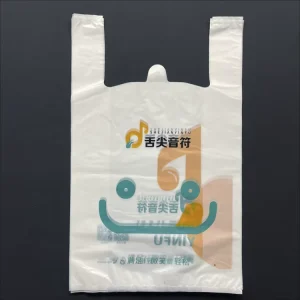 Factory Direct PE Degradable Recycled Vest Handle T-Shirt Bags with Logo for Supermarket & Grocery Shopping