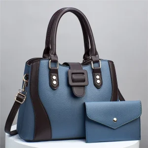 Factory Direct Sale Litchi Pattern PU Women’s Handbag ZIP Closure Large capacity Single-shoulder Crossbody Bag Contrasting Color