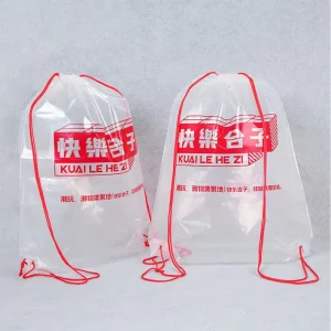 Factory Directly Sale Customized Printed CPE Drawstring Bag for Clothing & Underwear Packaging Reusable CPE Drawstring
