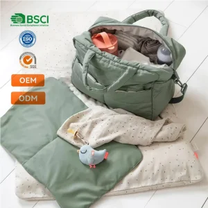 Factory Plush Quilted Recycled Fashion Travel Nursery Diaper Changing Bag Organizer Mommy Baby Stroller