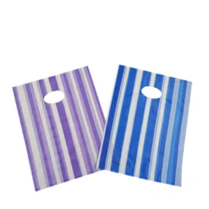 Factory Price HDPE Virgin High Quality Hot Selling Die cut Striped Plastic Shopping Bags Carrier Grocery Plastic Bags