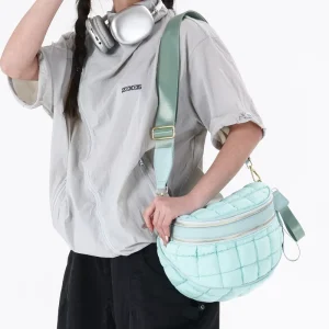 Factory Quilted Crossbody Bag Lightweight Nylon Padded Messenger Purse Puffer Saddle Bag Puffer Crossbody Sling Bag