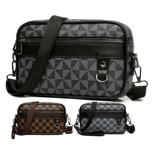 Factory Soft Fashion Custom Logo Black Multipurpose Waist Belt Bag PU Leather Belt Bag Polyester Crossbody Sling Chest Bag