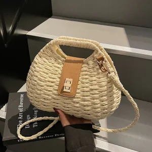 Factory Summer Box Handbags Young Lady Fashion Luxury Bags Straw Design Shoulder Purses for Ladies
