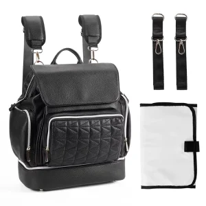 Factory Supply Vegan Leather Diaper Bag Luxury Design Changing Backpack Mummy Baby Diaper Bags Nappy Wet Bag