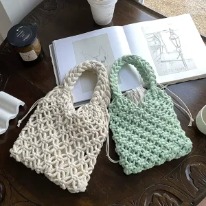 Factory Women’s Handmade Woven Bag Niche Design Handbag New Chinese Style Bag Knitted Bag