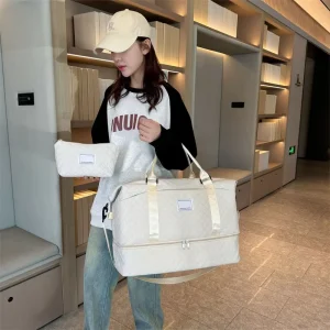 Factory wholesale Oxford cloth Short distance Extension rod travel bag Dry wet separation Two piece set gym bag