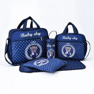 Fashion 5 in 1set Multifunctional Baby Diaper Tote Handbag Diaper Caddy Organizer Shoulder Crossbody Mommy Nappy Bag