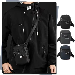 Fashion Casual Men’s Messenger Bag Business Crossbody Bag Vintage Phone Bag for All Season With Zipper Closure Waterproof Nylon