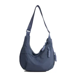 Fashion Cloth Bag Female Student Class Satchel Nylon Cloth Messenger Bag Large Capacity Shoulder Bag Outing Dumpling Bag