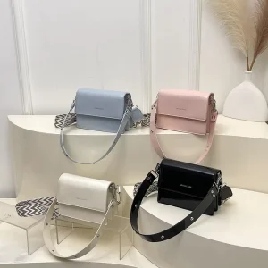 Fashion Cute Women’s Small Square Patent Leather Shoulder Crossbody Bag Bright Colour Candy Pattern PU High Visibility Style