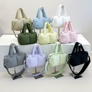 Fashion Down Cotton Jacket Handbag Women’s Casual Versatile Square Simple Soft Single Shoulder Crossbody Bag