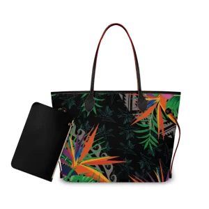 Fashion Handbag for Custom Print on Demand Bird of Paradise PU Women’s Large Tote Bag Including Small Bag Women’s Shoulder Bag