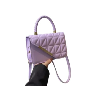 Fashion Lady Designer Women’s PU Leather Sling Shoulder Bag Thread Pattern Single Strap Polyester Lining Button Autumn