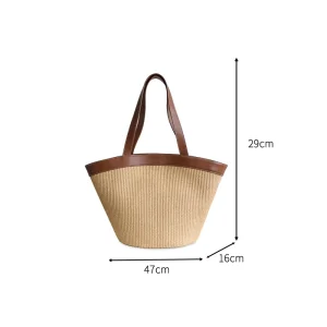 Fashion Large Capacity Genuine Leather Women’s Shoulder Hand Woven Handbags Tote Bag