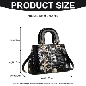 Fashion Letter Pattern Pu Handbag Soft Oval Zipper Closure Multi Layer Inner Pocket Women Top Handle Shoulder Crossbody Trendy