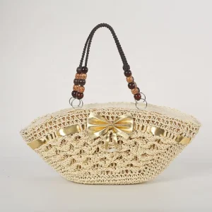 Fashion Paper Straw Clutch Bag with Zipper Closure Eco friendly Handmade
