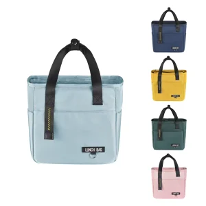 Fashion Portable Lunch Bag with Zipper Closure Insulated Aluminum Foil Polyester Material for Students Work