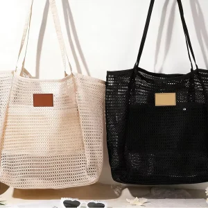 Fashion Stylish Mesh Shoulder Bag Eco Friendly Beach Tote Bags with Custom Printed logo for Women