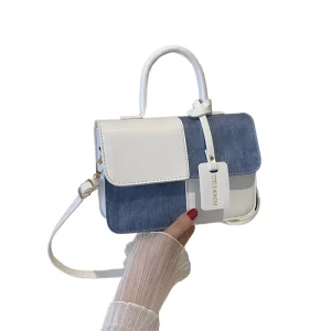 Fashion Stylish Western Style Single Strap Small Square Shoulder Messenger Bag with Stitching Texture Polyester