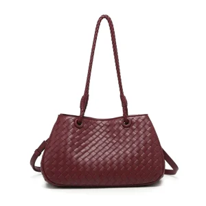 Fashion Women Handwork Woven Hand Bags with Braided Handle Ladies Casual Shoulder Bags From Guangzhou Double Pocket Tote Bag