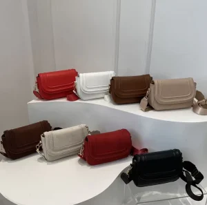 Fashionable Crossbody Bag for Women Retro Casual Style PU Leather Button Closure Waterproof Single Strap Small Saddle Bag