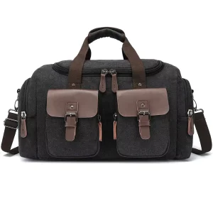 Fashionable Custom Logo Canvas Duffel Bag Zipper Functional Clothes Storage for Travel for Weekend Overnights for Men Women