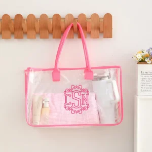 Fashionable Large capacity Clear Tote Shopping Bag Transparent Pvc Tote Bag Waterproof Vinyl Beach Handbag