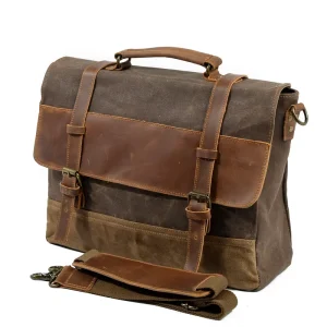 Fashionable Retro Genuine Leather Messenger Bags Men’s Messenger Shoulder Bag Waterproof Man Cross Body Canvas Bags